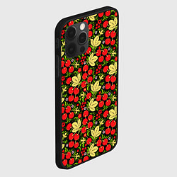 Чехол для iPhone 12 Pro Черешни хохлома, цвет: 3D-черный — фото 2