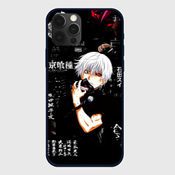 Чехол для iPhone 12 Pro Токийский Гуль на фоне Иероглифов Tokyo Ghoul, цвет: 3D-черный