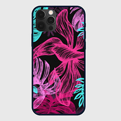 Чехол для iPhone 12 Pro Папоротниковый неон, цвет: 3D-черный