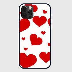 Чехол iPhone 12 Pro Красные сердечки Heart