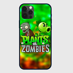 Чехол для iPhone 12 Pro Plants vs Zombies горохострел и зомби, цвет: 3D-черный