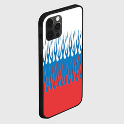 Чехол для iPhone 12 Pro Флаг России пламя, цвет: 3D-черный — фото 2