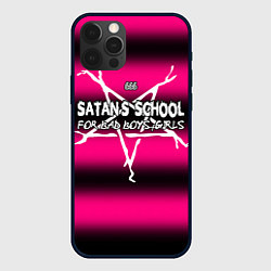 Чехол для iPhone 12 Pro Satan school for bad boys and girls pink, цвет: 3D-черный