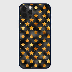 Чехол iPhone 12 Pro Золотые звезды на черном