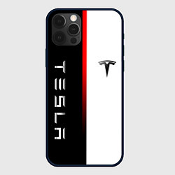 Чехол iPhone 12 Pro ТЕСЛА -TESLA КРАСНАЯ ЛИНИЯ МИНИМАЛИЗМ