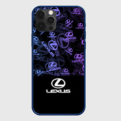 Чехол для iPhone 12 Pro LEXUS LOGO NEON PATTERN, цвет: 3D-тёмно-синий