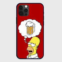 Чехол iPhone 12 Pro Гомер думает о пиве Симпсоны Simpsons
