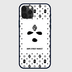 Чехол для iPhone 12 Pro Узор White Phantom Ski Mask Dope Street Market, цвет: 3D-черный