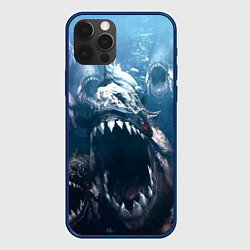 Чехол для iPhone 12 Pro Пираньи Челюсти Монстры, цвет: 3D-тёмно-синий