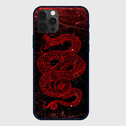 Чехол iPhone 12 Pro Красная Змея Red Snake Глитч