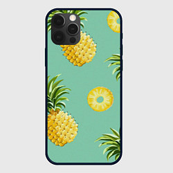 Чехол для iPhone 12 Pro Большие ананасы, цвет: 3D-черный