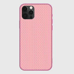 Чехол iPhone 12 Pro Вязаный простой узор косичка Три оттенка розового