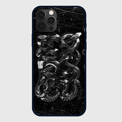 Чехол iPhone 12 Pro Чб Блестящая Змея Snake Shine