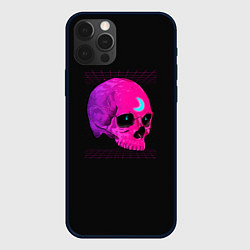 Чехол для iPhone 12 Pro Неоновый череп с огоньками, цвет: 3D-черный