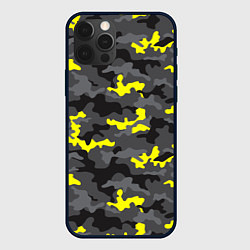 Чехол iPhone 12 Pro Камуфляж Серо-Чёрный