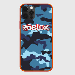 Чехол iPhone 12 Pro Roblox Камуфляж Тёмный Синий