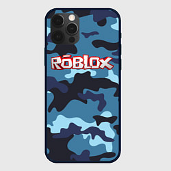 Чехол iPhone 12 Pro Roblox Камуфляж Тёмный Синий