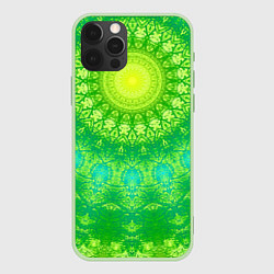 Чехол для iPhone 12 Pro Желто-зеленая мандала, цвет: 3D-салатовый