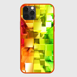 Чехол для iPhone 12 Pro Геометрический паттерн 3D Neon, цвет: 3D-красный