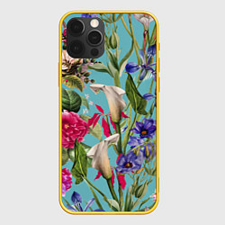 Чехол iPhone 12 Pro Цветы Ярко-Синие