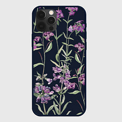 Чехол для iPhone 12 Pro Цветы Фиолетовые, цвет: 3D-черный