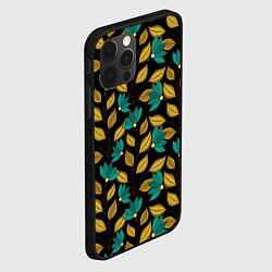 Чехол для iPhone 12 Pro Золотые и зеленые листья, цвет: 3D-черный — фото 2