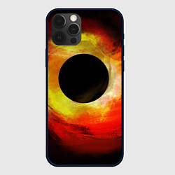 Чехол iPhone 12 Pro Черная дыра на красно-желтом фоне