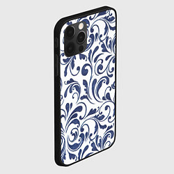 Чехол для iPhone 12 Pro Гжелевый рисунок, цвет: 3D-черный — фото 2