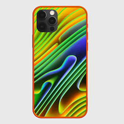 Чехол iPhone 12 Pro Цветные неоновые полосы Абстракция Color neon patt