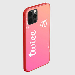 Чехол для iPhone 12 Pro Twice - название и лого группы под Градиент, цвет: 3D-красный — фото 2