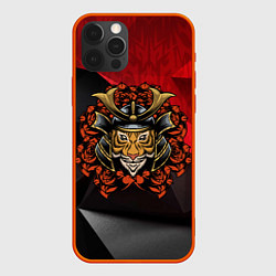 Чехол для iPhone 12 Pro Тигр - самурай, цвет: 3D-красный