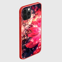 Чехол для iPhone 12 Pro Нежные цветы и блестки, цвет: 3D-красный — фото 2