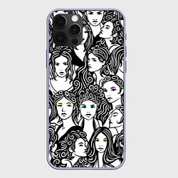 Чехол для iPhone 12 Pro 26 девушек, цвет: 3D-светло-сиреневый