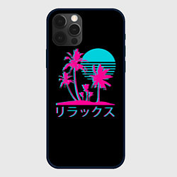 Чехол iPhone 12 Pro Неоновые пальмы Иероглифы Neon Palm Tree