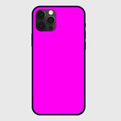 Чехол для iPhone 12 Pro Однотонный розовый неоновый Пион, цвет: 3D-черный