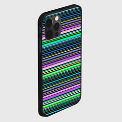 Чехол для iPhone 12 Pro Яркие неоновые тонкие полосы, цвет: 3D-черный — фото 2