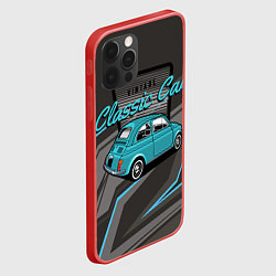 Чехол для iPhone 12 Pro Classic blue retro car, цвет: 3D-красный — фото 2