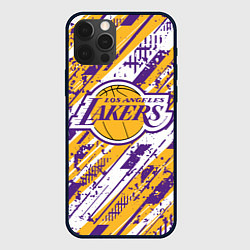 Чехол для iPhone 12 Pro LAKERS ЛОС-АНДЖЕЛЕС ЛЕЙКЕРС, цвет: 3D-черный