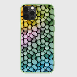 Чехол для iPhone 12 Pro Морские розовые голубые желтые камешки, цвет: 3D-салатовый