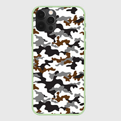 Чехол iPhone 12 Pro Камуфляж Чёрно-Белый Camouflage Black-White
