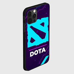 Чехол для iPhone 12 Pro Символ Dota в неоновых цветах на темном фоне, цвет: 3D-черный — фото 2