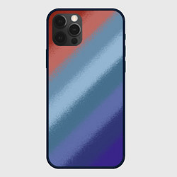 Чехол iPhone 12 Pro Полосатый коричнево-голубой паттерн