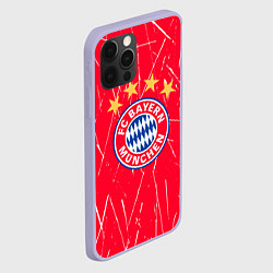 Чехол для iPhone 12 Pro Bayern munchen белые царапины на красном фоне, цвет: 3D-светло-сиреневый — фото 2