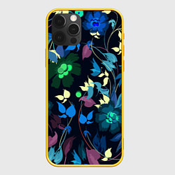 Чехол для iPhone 12 Pro Color summer night Floral pattern, цвет: 3D-желтый