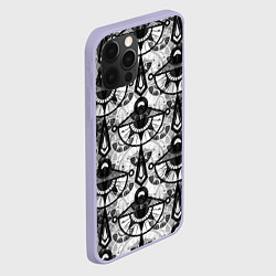 Чехол для iPhone 12 Pro В черно-серых тонах геометрический узор, цвет: 3D-светло-сиреневый — фото 2