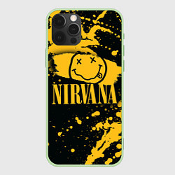 Чехол для iPhone 12 Pro NIRVANA логотип и краска, цвет: 3D-салатовый