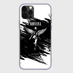 Чехол для iPhone 12 Pro NIRVANA in utero НИРВАНА брызги краски, цвет: 3D-светло-сиреневый