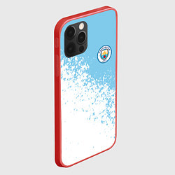 Чехол для iPhone 12 Pro Manchester city белые брызги на голубом фоне, цвет: 3D-красный — фото 2