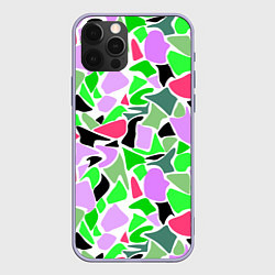 Чехол для iPhone 12 Pro Abstract pattern green pink spots, цвет: 3D-светло-сиреневый