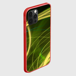 Чехол для iPhone 12 Pro Неоновые волнообразные линии - Жёлтый, цвет: 3D-красный — фото 2